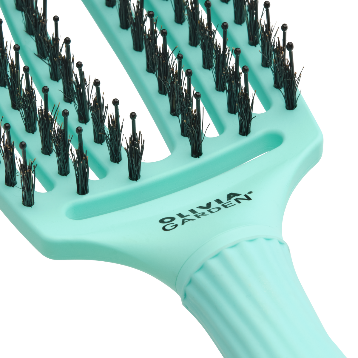 Olivia Garden FingerBrush Combo Medium Mint – Professzionális Közepes Méretű Hajkefe Keratinos Vaddisznósörtékkel és Ionizált Nylon Sörtékkel