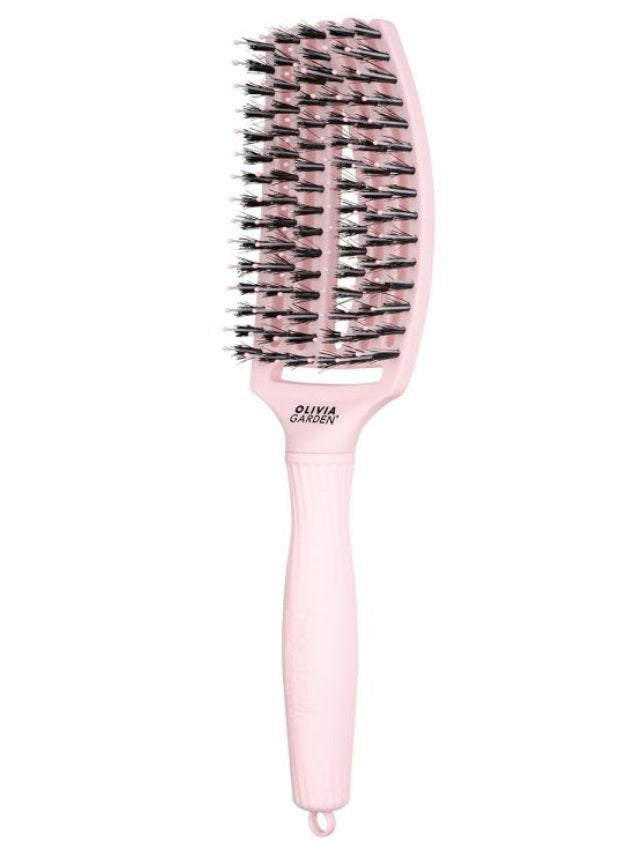 Olivia Garden FingerBrush Pastel Combo Medium Pink – Professzionális Hajkefe Kíméletes Kifésüléshez, Volumenhez és Természetes Fényhez M
