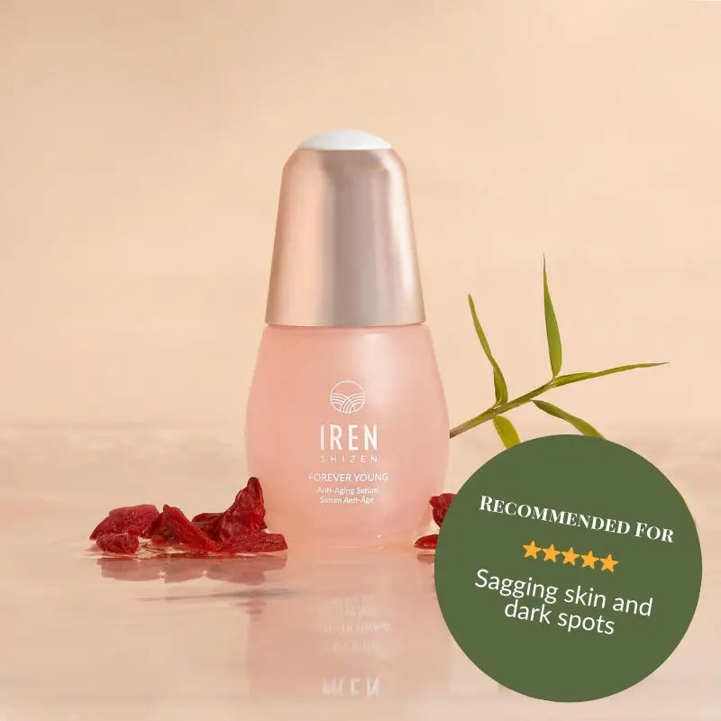IREN Shizen Forever Young Szérum 20ml – Japán Prémium Anti-Aging Szérum Peptidekkel, Gojibogyóval és BIYUSEN Termálvízzel a Feszesebb, Sima és Megfiatalított Bőrért