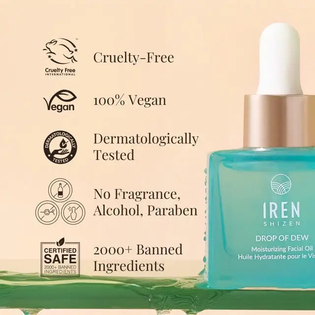 IREN Shizen DROP OF DEW 30ml – Japán Hidratáló Arcápoló Olaj Argánnal, Pre- és Posztbiotikumokkal, 100%-ban Természetes Összetevőkből a Bársonyos, Ragyogó és Védett Bőrért