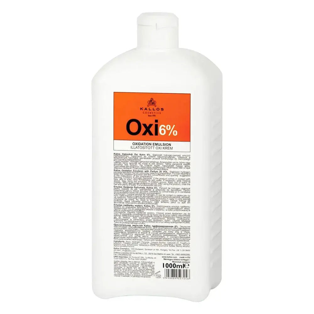 Kallos Hydrogen Peroxide Emulzió 6% (20 Vol) – Gyengéd Oxidáló Krém a Precíz Hajfestéshez - 1000 ml - Haj