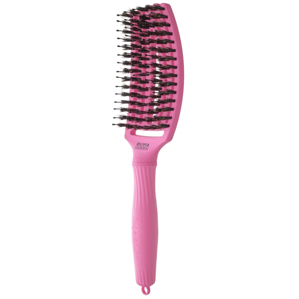 Perie Profesională Din Păr De Mistreț Și Nailon Olivia Garden Fingerbrush Boar&Nylon ThinkPink 2024 Bubble Pink