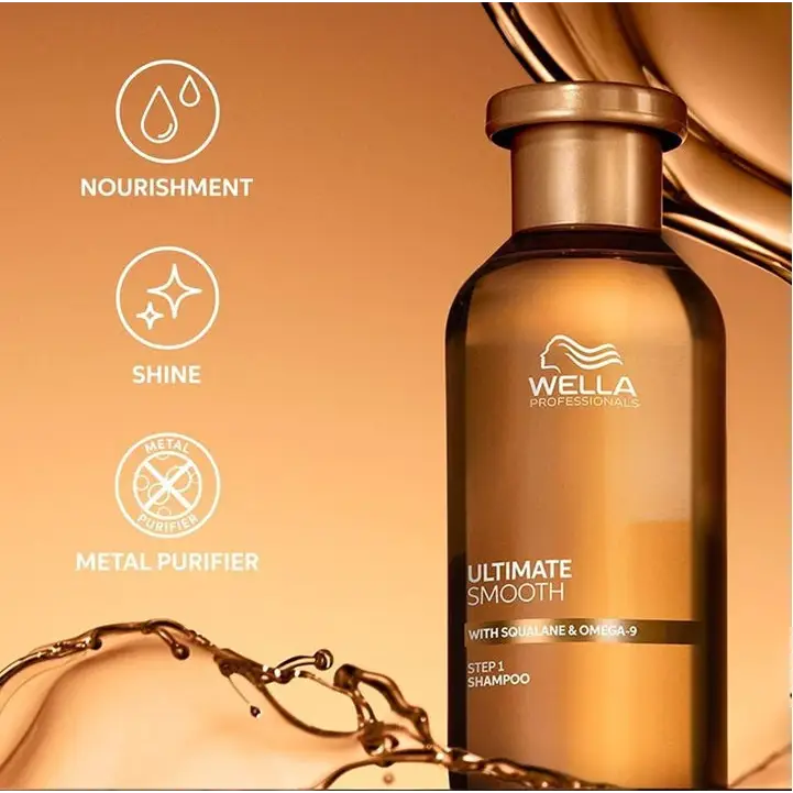 Wella Professionals Ultimate Smooth – Professzionális Tápláló és Simító Sampon Száraz Szükséges Hajúaknak 250ml - Haj