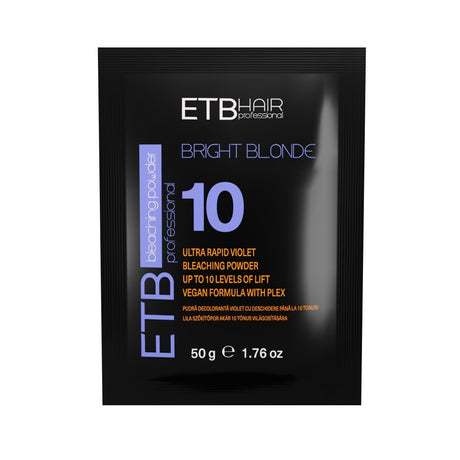 ETB Hair Bright Blonde Violet Plex 10 – Professzionális, vegán szőkítőpor keratinnal és lila pigmentekkel, akár 10 árnyalat világosítására