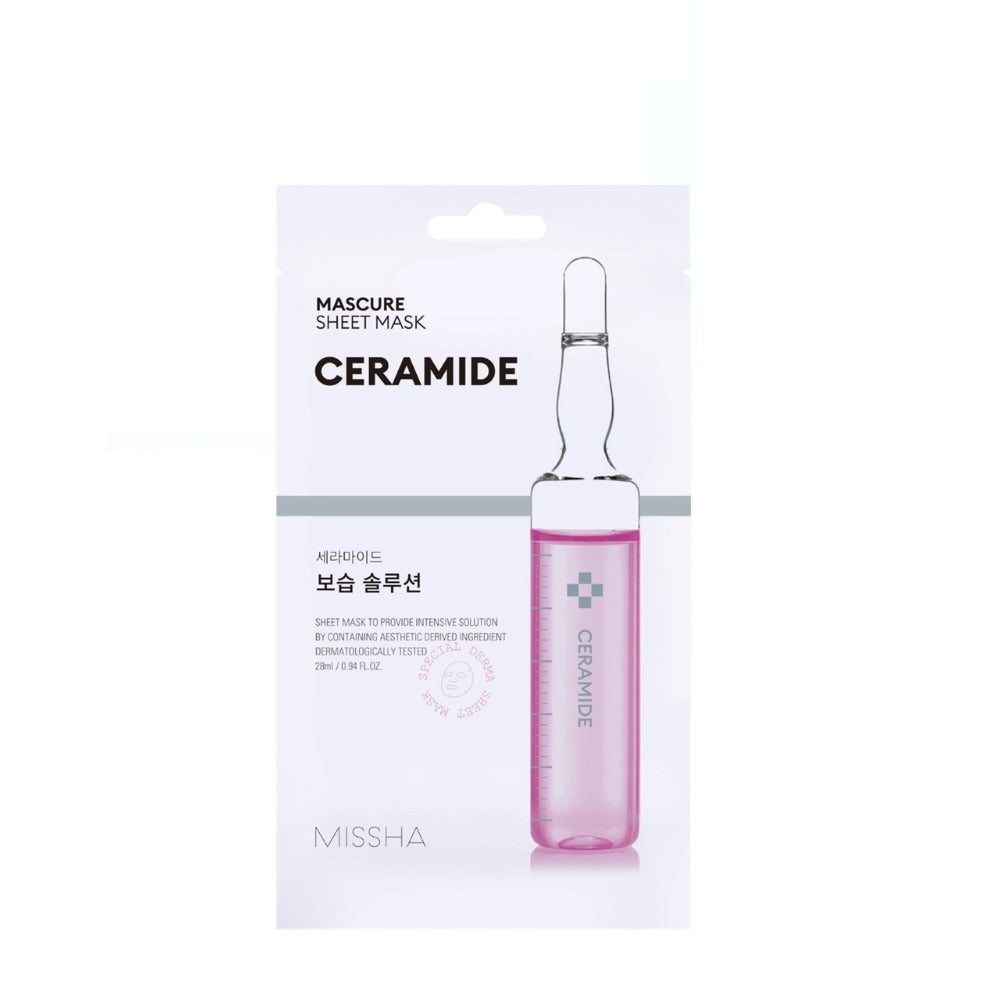 MISSHA Mascure Moisture Barrier Ceramide Sheet Mask – Ceramidos Fátyolmaszk Intenzív Hidratálásra, A Bőrbarrier Erősítésére és Megnyugtatására