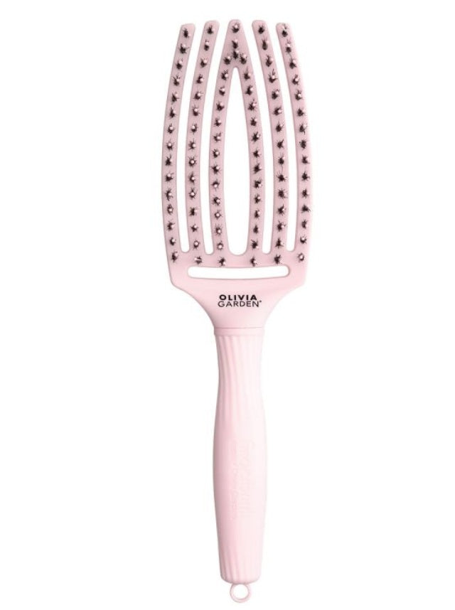 Olivia Garden FingerBrush Pastel Combo Medium Pink – Professzionális Hajkefe Kíméletes Kifésüléshez, Volumenhez és Természetes Fényhez M