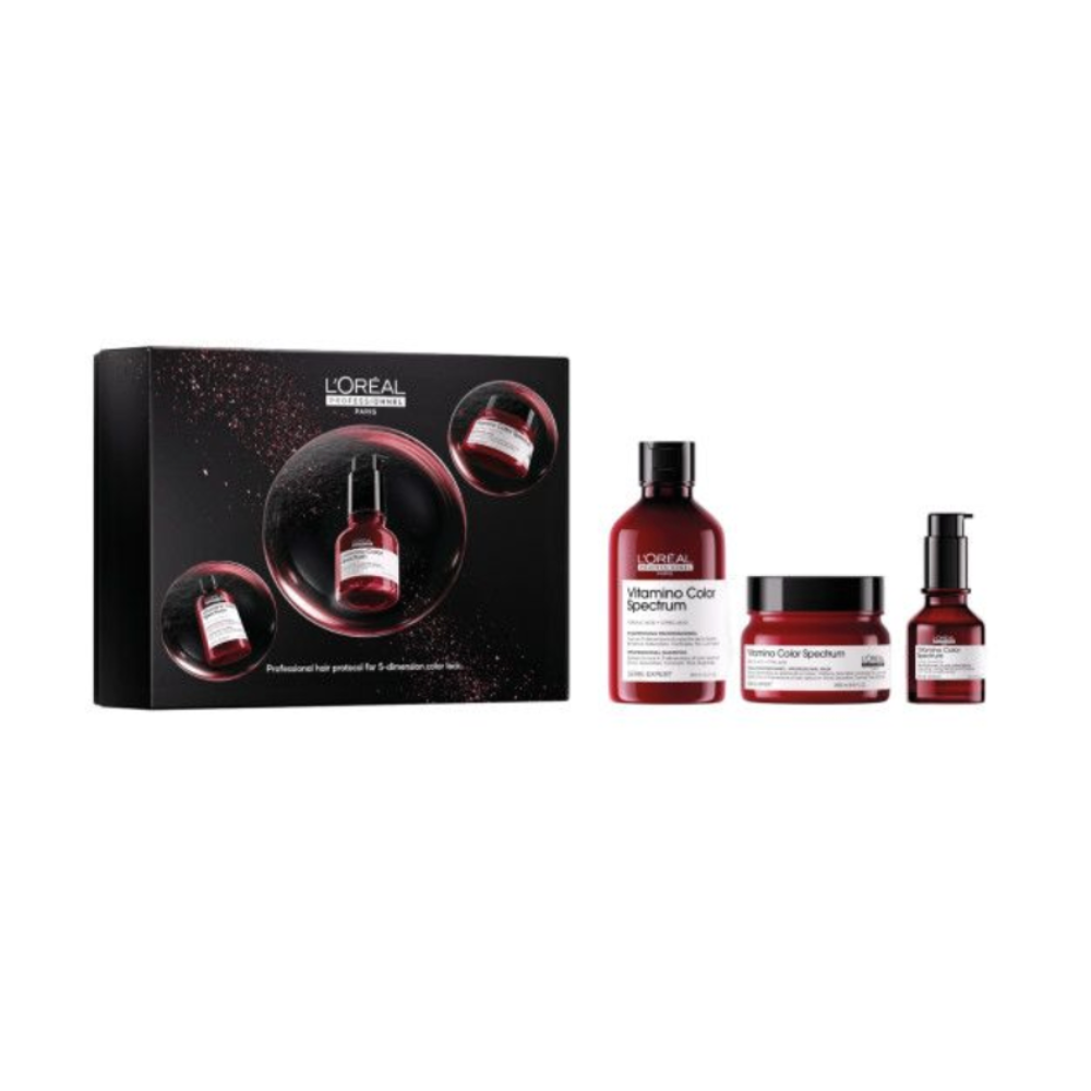 L’Oréal Professionnel Serie Expert Vitamino Color Spectrum Hajápoló Szett, Színintenzitás Megőrzésére Sampon 300ml + Hajpakolás 250ml + Glass Shine Szérum 50ml
