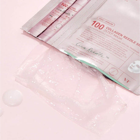 VT Cosmetics Collagen Reedle Shot 100 2-Step Mask, Koreai Feszesítő Fátyolmaszk Kollagénnel és Lifting Hatással, 1.5g + 25g