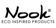 Fekete szöveg logó a Nook Eco Inspired Products számára, bejegyzett védjegy szimbólummal.