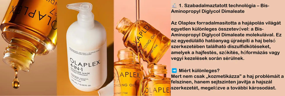 Hajápolási termékek a sérült haj helyreállítására.