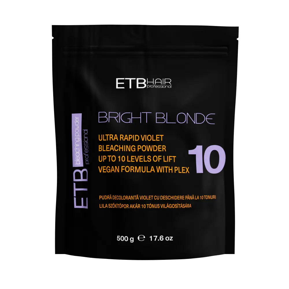 ETB Hair Bright Blonde Violet Plex 10 – Professzionális, vegán szőkítőpor keratinnal és lila pigmentekkel, akár 10 árnyalat világosítására