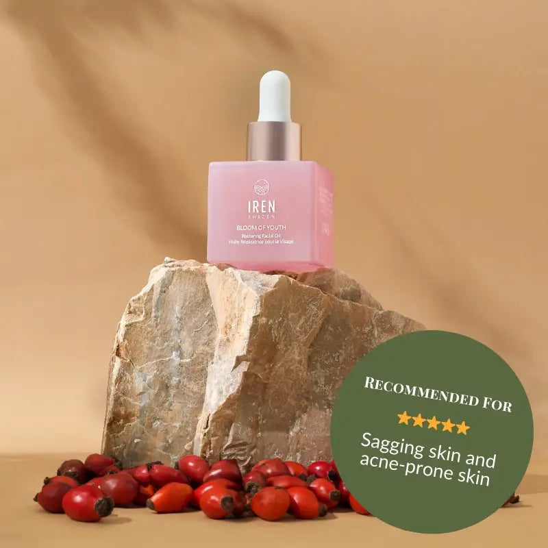 IREN Shizen BLOOM OF YOUTH 30ml – 100%-ban Természetes, Regeneráló Arcápoló Olaj Hidegen Sajtolt Csipkebogyóval a Feszes, Ragyogó és Védett Bőrért