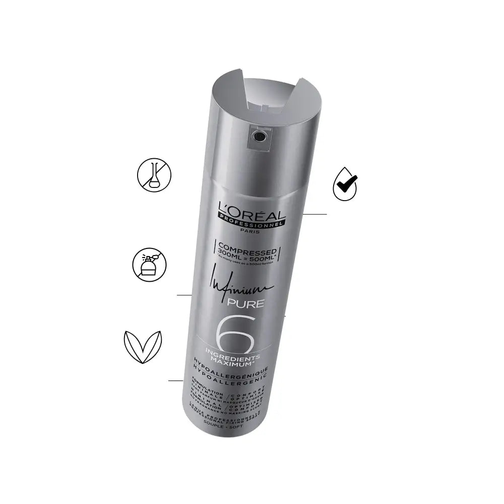 Fixativ Profesional L’Oréal Professionnel Infinium Pure Soft 300ml– Fixare Flexibilă și Strălucire Naturală - Păr