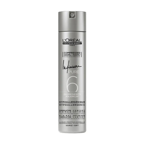 Fixativ Profesional L’Oréal Professionnel Infinium Pure Soft 300ml– Fixare Flexibilă și Strălucire Naturală - Păr