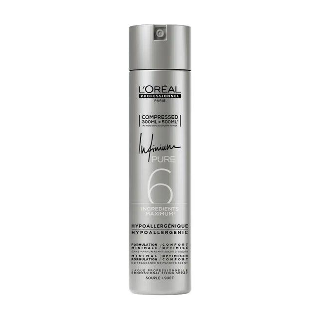 Fixativ Profesional L’Oréal Professionnel Infinium Pure Soft 300ml– Fixare Flexibilă și Strălucire Naturală - Păr