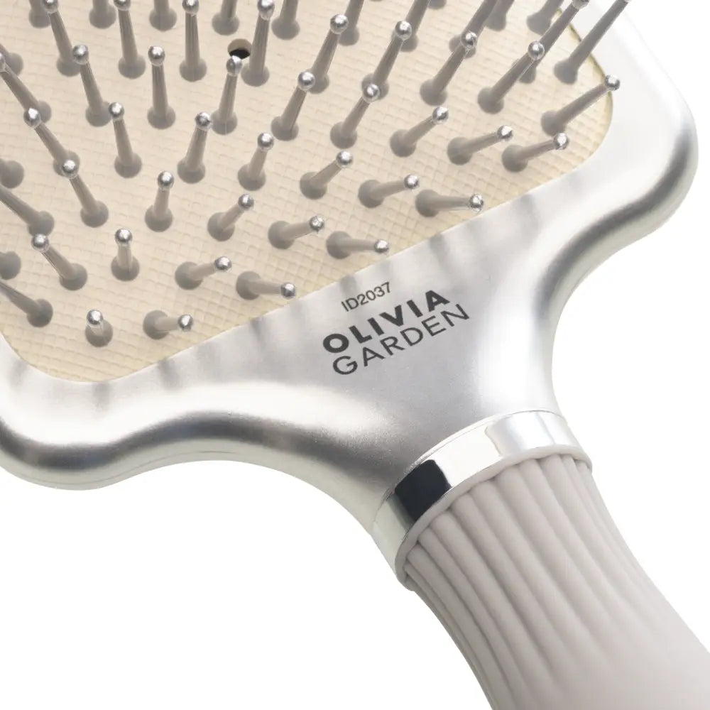 Perie profesională Olivia Garden Expert Care Rectangular Silver L cu peri din nylon Nylgard