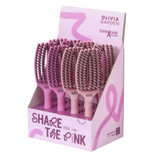Olivia Garden Fingerbrush Boar & Nylon ThinkPink 2025 – Professzionális rózsaszín hajkefe limitált kiadás - Haj
