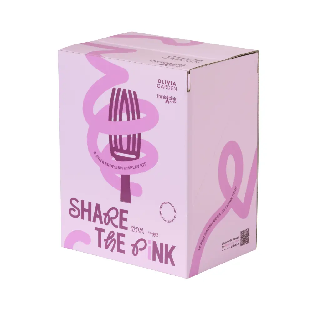 Olivia Garden Fingerbrush Boar & Nylon ThinkPink 2025 – Professzionális rózsaszín hajkefe limitált kiadás - Haj