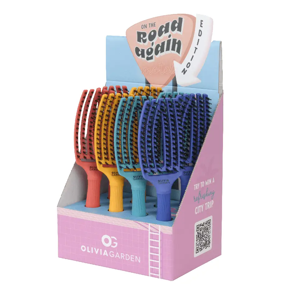 Olivia Garden Display Cu 8 Perii Fingerbrush On The Road Again Mediu