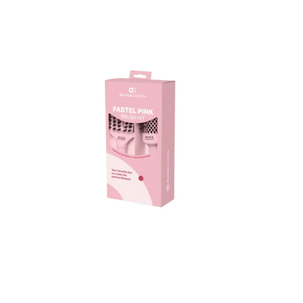 Olivia Garden Pastel Pink Blowout Kit – Professzionális Körkefe & Fingerbrush Szett Tökéletes Volumenhez és Fényes Sima