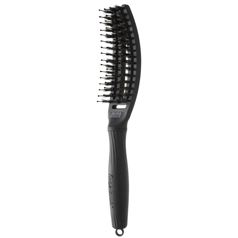 Perie Profesională Curbată Din Păr De Mistreț Și Nailon Olivia Garden Fingerbrush Care Iconic Boar&Nylon Full