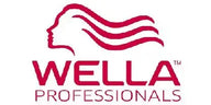 Piros logó, amelyen a 'WELLA PROFESSIONALS' felirat felett áramló hajvonalak láthatók