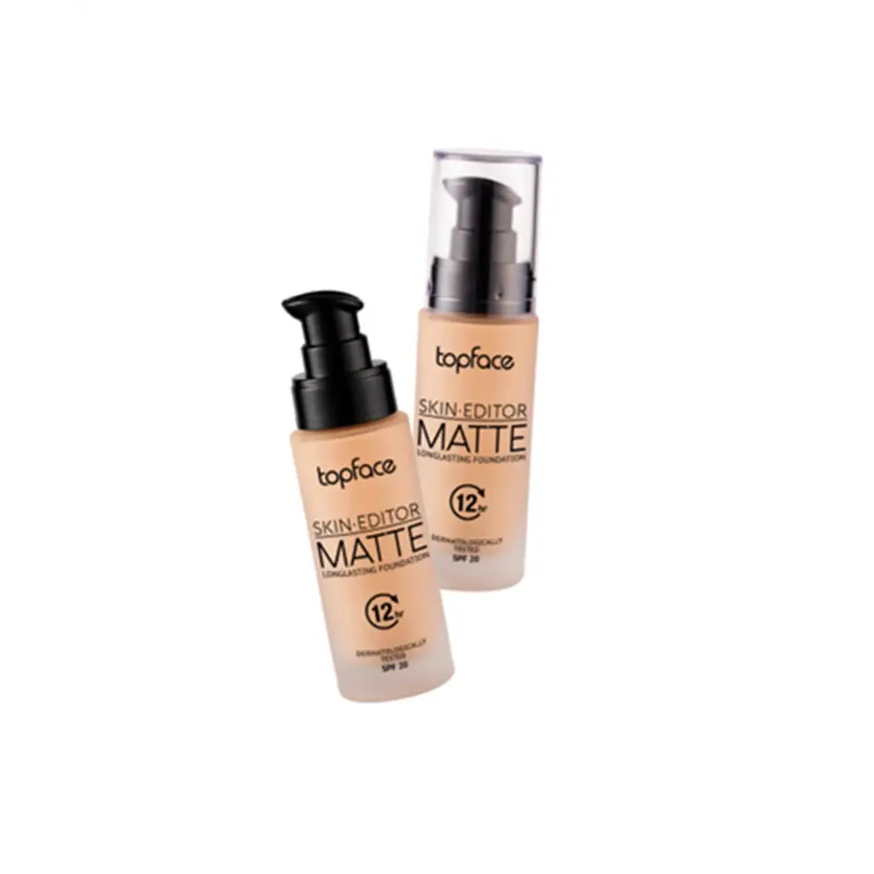 Topface Skin Editor Matte Longlasting Alapozó – 12 Órás Tökéletes Fedés Matt Hatás Könnyű Textúra SPF 20 Védelemmel