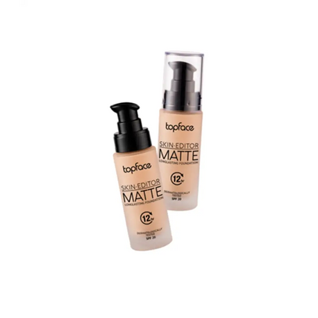 Topface Skin Editor Matte Longlasting Alapozó – 12 Órás Tökéletes Fedés Matt Hatás Könnyű Textúra SPF 20 Védelemmel